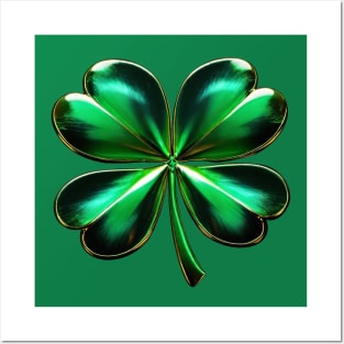 St Patrick’s Day Lucky Irish Shamrock or Four-Leaf Clover Posters and Art